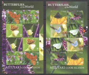 Imperf 2020 Aitutaki Butterflies Fauna Michel 320 Euro Rare 2Sh Mnh Fat075