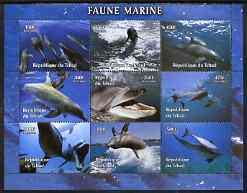 Chad 2004 Marine Animals perf sheetlet containing 9 value...