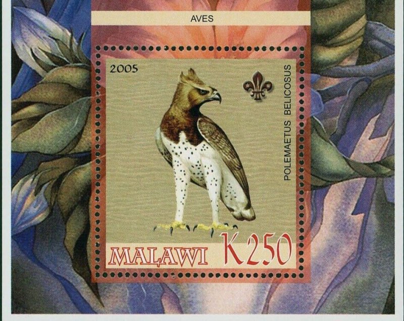 Malawi Birds of Africa Polemaetus Belicosus Souvenir Sheet Mint NH