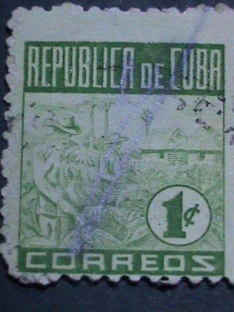 CUBA-WORLD MOST FAMOUS CUBA CIGARS ON VERY OLD CUBA USED STAMP-VERY FINE