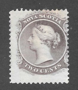 Nova Scotia Scott 9 Unused HRMOG - 1860 2c Queen Victoria - SCV $15.00