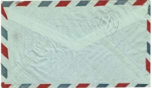 Luxembourg 1957 Rumelange cancels on airmail cover to U.S., 3fr Europa issue