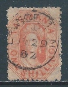 Tasmania #34d Used 1sh Queen Victoria - Wmk. 75 - Perf 11 1/2