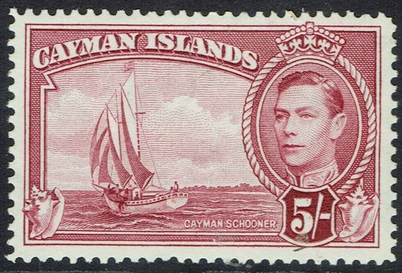 CAYMAN ISLANDS 1938 KGVI YACHT 5/- MNH **