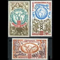 MONACO 1972 - Scott# 843-5 Zoology Cong. Set of 3 NH