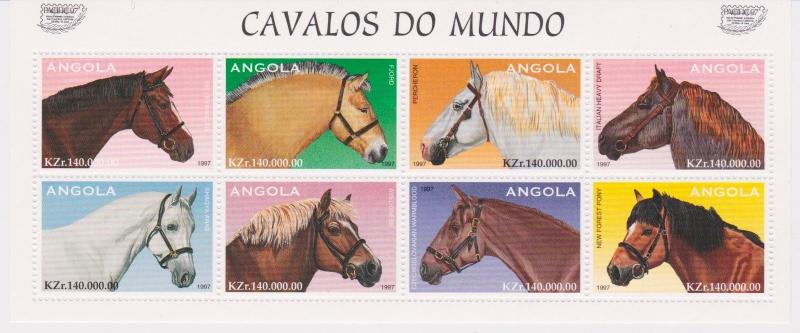 Angola #994 A-H 1997 Horses of the World Mint