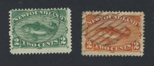 2x Newfoundland Used Codfish  Stamps; #47-2c F+ #48-2c VF Guide Value = $35.00