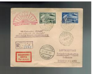 1931 RUSSIA USSR Graf Zeppelin Malyguin Cover to Germany Polar Flight  # C26 C28