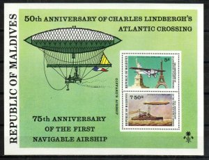 Maldives Stamp 709  - Lindbergh and Zeppelin