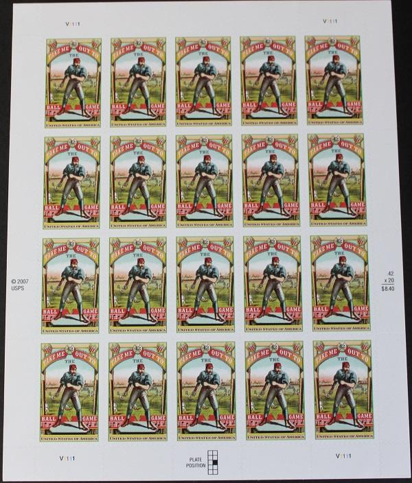 US #4341 Mint Sheet Take Me Out to the Ball Game baseball