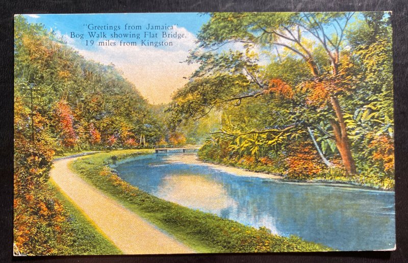 1934 Honduras Picture Postcard Cover To Usa Bog Walk Jamaica 