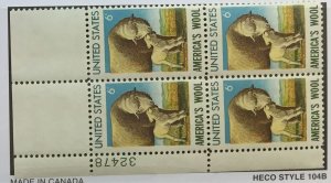 US #1423 PB (MNHOG) [Plate Block Mint No Hinge Original Gum] America's Wool