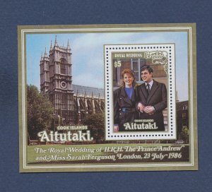 AITUTAKI - Scott 398 - MNH S/S - Prince Andrew and Sarah Wedding - 1986 