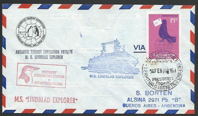 CHILE 1976 cover Lindblad Explorer Eduardo Frei Station, Antarctic.........11543