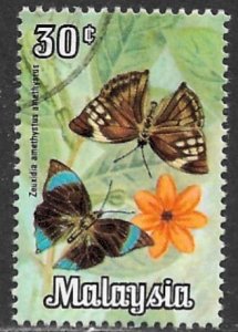 MALAYSIA 1970 30c BUTTERFLIES Pictorial Sc 67 VFU