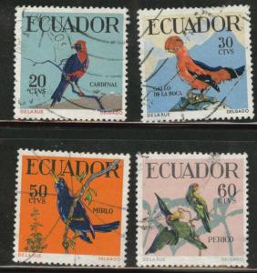 Ecuador Scott 645-648 used 1958  Bird stamp set