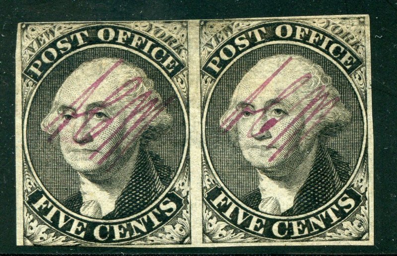 US SCOTT #9x1 Var, Mint Horiz. Pair W/ Large Part OG PF Cert