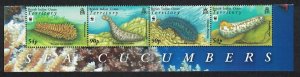 BIOT WWF Sea Cucumbers strip with Animal's Name 2008 MNH SC#361-364