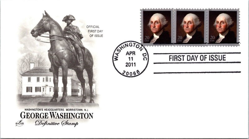 FDC 2011 SC #4504 Artcraft Cachet - Washington DC - Strip Of 3 - J3088