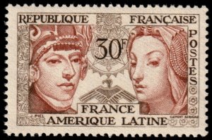✔️ FRANCE 1956 - FRIENDSHIP WITH LATIN AMERICA - Sc. 795 MNH ** [01F9]