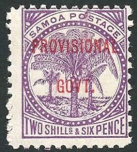 Samoa SG97 2/6 Reddish Purple opt Provisional Govt M/M