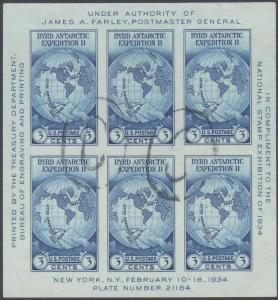 735 3c Byrd Sheet Used VF 