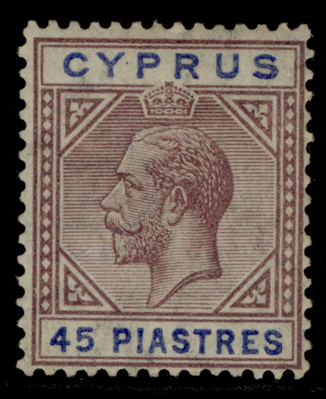 CYPRUS GV SG99, 45pi dull purple & ultramarine, M MINT. Cat £275. WMK SCRIPT