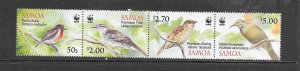 BIRDS - SAMOA #1126 (ROW 1) WWF MNH