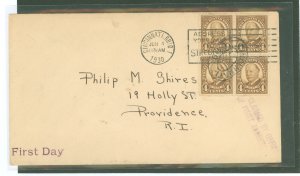 US 685 1930 4c William Taft (definitive) block of four on an uncacheted, addressed FDC with a Cincinnati machine First Day cance