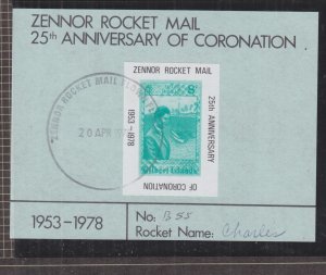 GILBERT ISLANDS, 1978 25th. Anniversary of Coronation, Zennor Rocket Mail label.