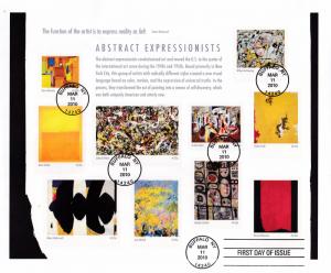 United States 2010 Abstract Expressionists ART Sheet on Large First Day Cover