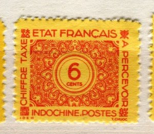 FRENCH INDO-CHINE; 1943 early Numeral Postage Due issue Mint hinged 6c. value