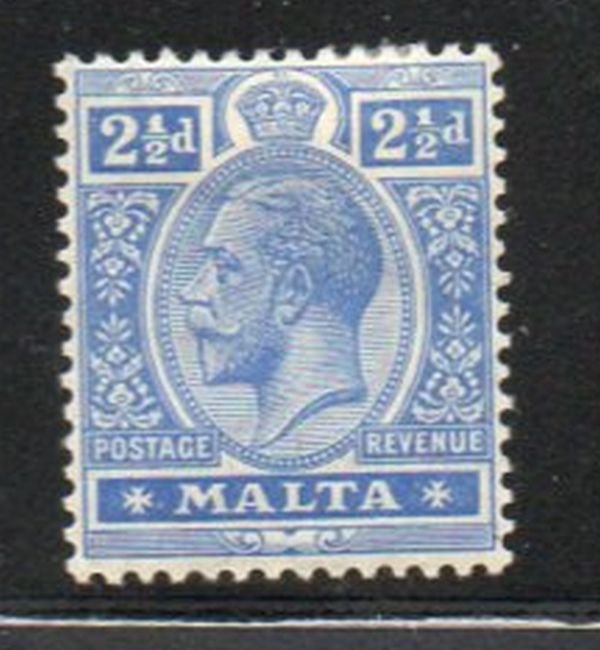 Malta Sc 70 1921 2 1/2d ultramarine George V stamp mint