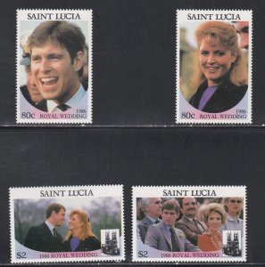 St. Lucia #  839a-b & 840a-b, Prince Andrew's Wedding, Mint NH, 1/2 Cat.