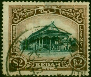 Kedah 1924 $2 Myrtle & Brown SG38w Good Used