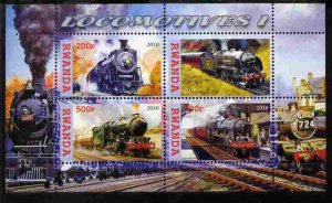 RWANDA - 2010 -  Steam Locos #1 - Perf 4v Sheet - MNH - Private Issue