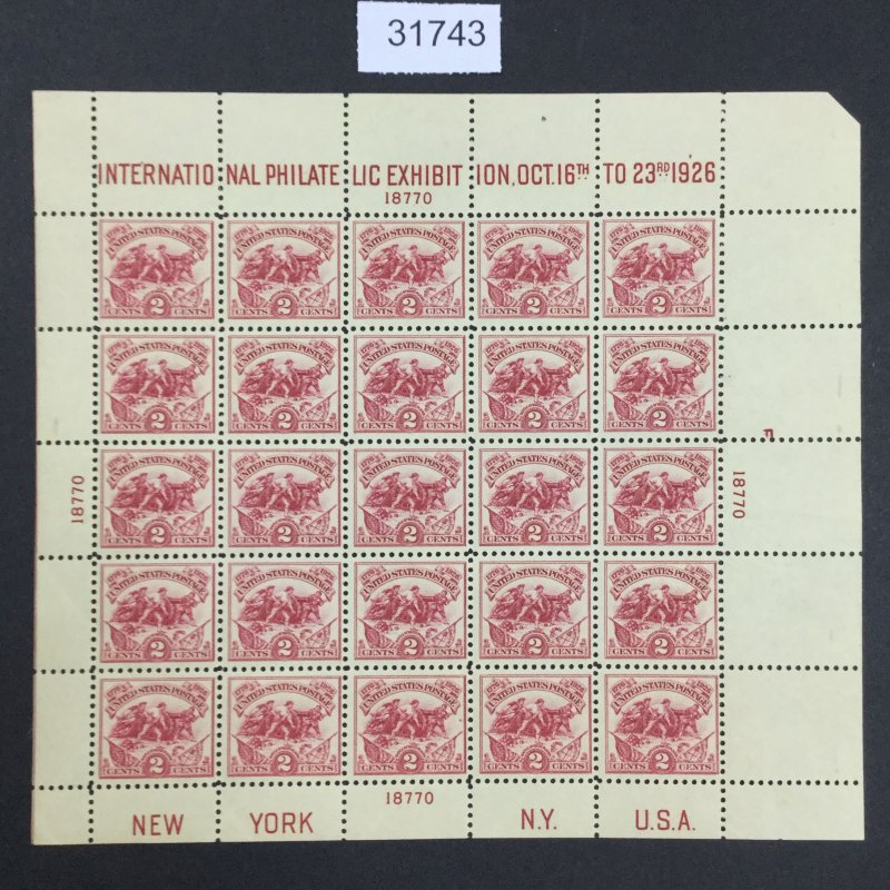 US STAMPS  #630 WHITE PLAINS SHEET MINT OG NH/H ONLY IN MARGIN  LOT #31743