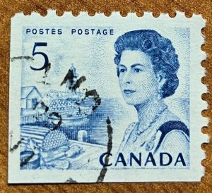 Canada #458a F/VF used booklet single, split-ring CDS.