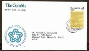 GAMBIA 1976 AMERICAN REVOLUTION BI CENTENERY, DECLARATION FDC # 5470