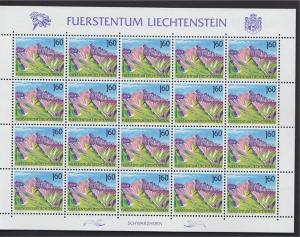 LIECHTENSTEIN, MINISHEET Mountains 1992 MNH	
