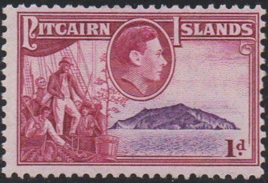 Pitcairn Islands 1940 1d Fletcher Christian, crew and Pitcairn Island MH