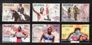 1996 Uganda Africa Sc# 1358-63 / 6 Summer Olympic postage stamp set. Cv $7.25