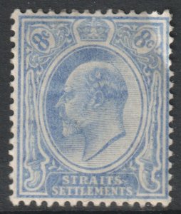 Malaya Straits Setts Scott 134 - SG158, 1906 Edward VII 8c MH* filler