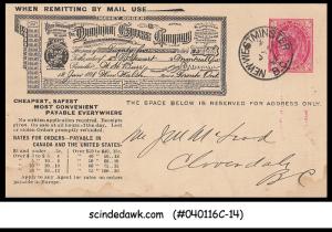 CANADA - 1898 1c QV POST CARD - USED