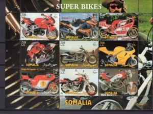 Somalia 2003 SUPER BIKES  MOTORCYCLES  Sheetlet (9) Perforated MNH