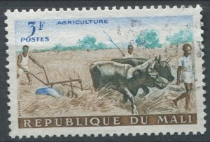 Mali Sc#19 Used, 3fr bl, grn & brn, Agriculture and Art (1961)