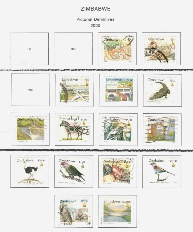 2000 Zimbabwe SC #836-53 PICTORIAL DEFINITIVES used stamps