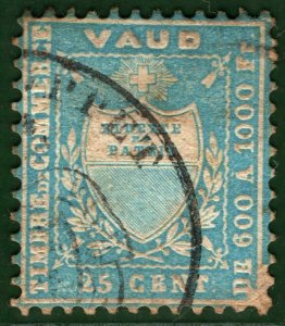 Switzerland Local 25c VAUD CANTON Stamp Used Timbre de Commerce ORANGE130