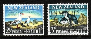 New Zealand-Sc#B67-8-used Semi-Postal-Birds-Penguins-1964-id4-