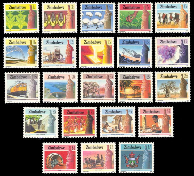 Zimbabwe 1985 Definitives Scott #493-514 Mint Never Hinged